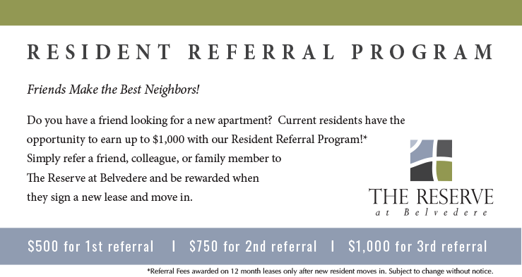 Resident Referral Reward at The Reserve at Belvedere Charlottesville