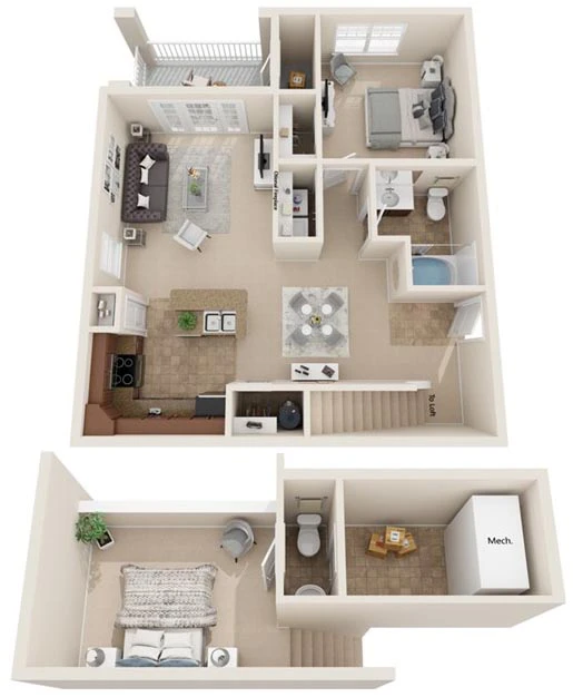 One Bedroom Apartment in Charlottesville - The Belmont Floor Plan