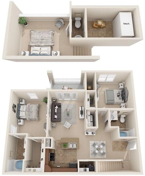 Two Bedroom Apartment in Charlottesville - The Earlysville Floor Plan