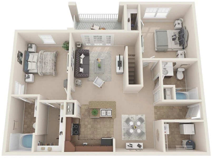 Two Bedroom Apartment in Charlottesville - The Greencroft Floor Plan