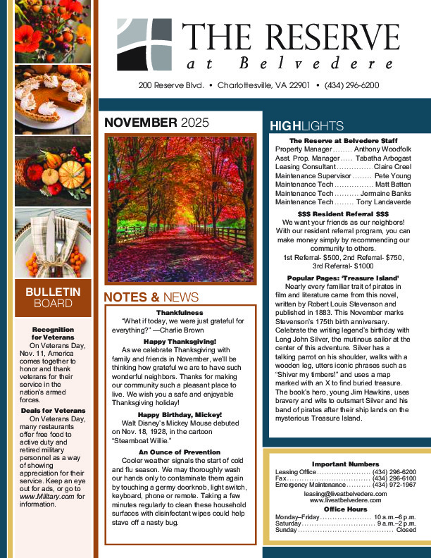 Belvedere newsletter November 2025